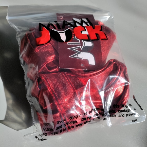 Miami Jock Small jockstrap cage straptrunk fetish shiny erotic red metallic NWT - Picture 12 of 15